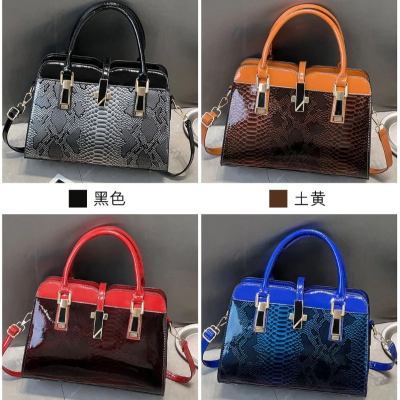 

Bright Leather Top-handle Bag for Women Large Capacity Shoulder Bag with Clutch Handbag Female Shopping Messenger Tote bags