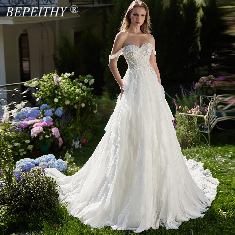 BEPEITHY Customized Sweetheart A Line Layers Ivory Wedding Dresses 2026  Spring Sleeveless Beading Bridal Gown Vestidos De Novia - AliExpress 320