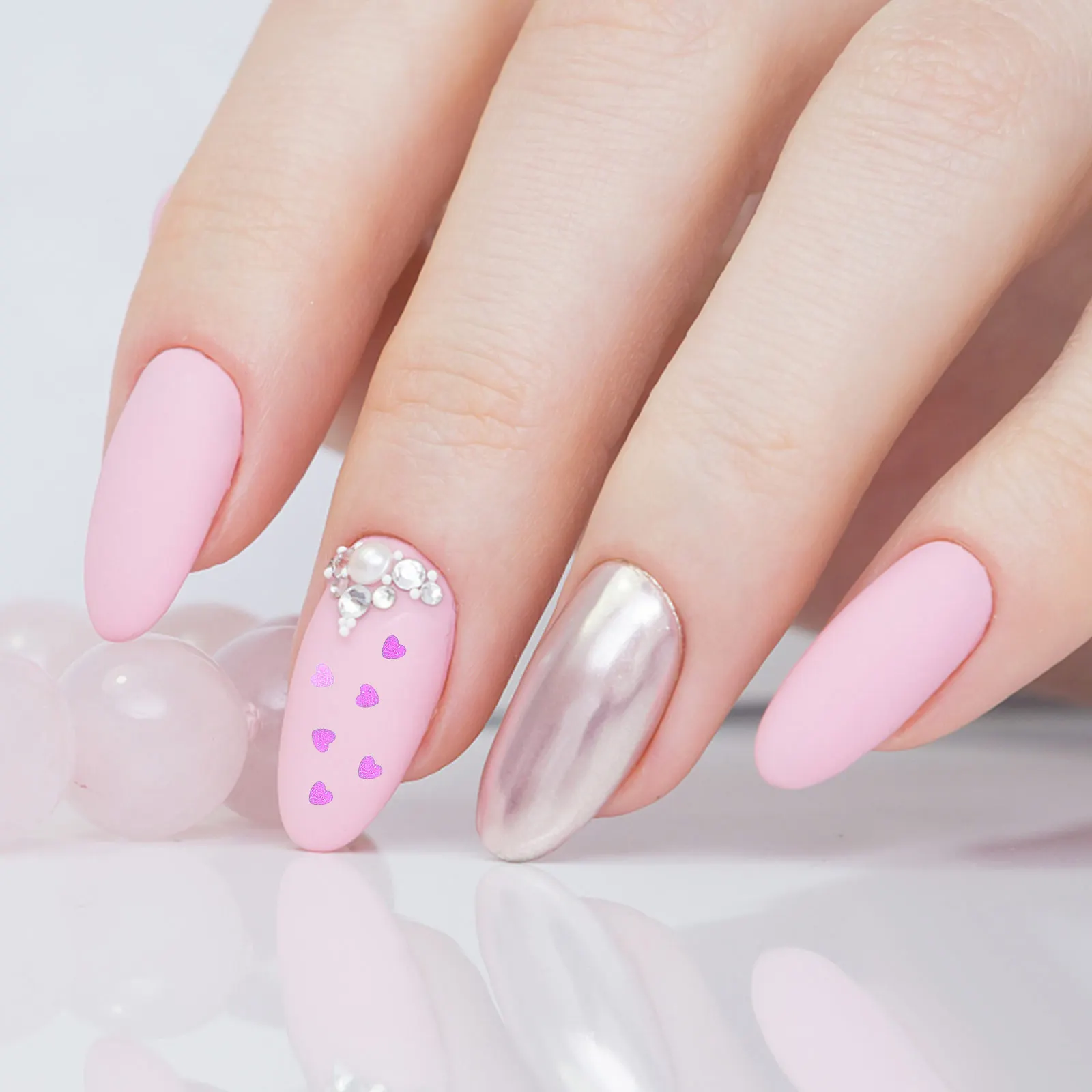 

Nail Glitter Sequins Heart Shaped Charms Eye Makeup Valentine Manicure Accessory