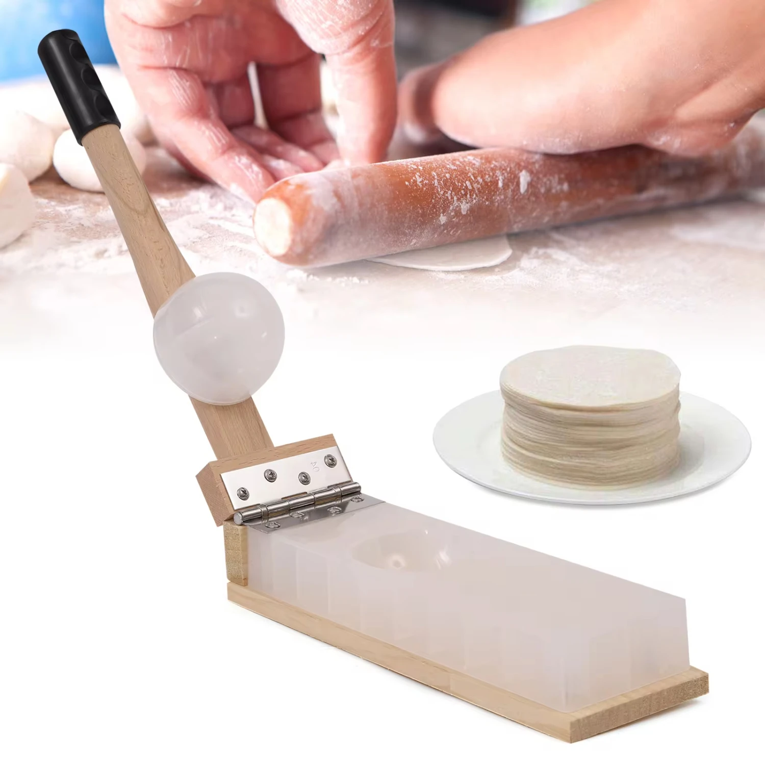 New Wooden Tortilla Press Dumpling Skin Maker Wrapper Baking Mold Kit Kitchen Tool Dumpling Wrapper Pressing Mold Multifunction