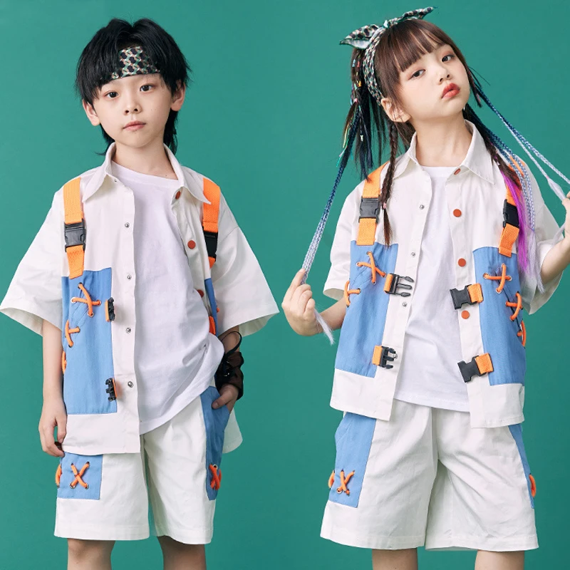 Stage Costume Dancer Outfit Urban Dancing Wear 2023 Street Wear Children Hip Hop Clothes Summer Festival Clothing Rave