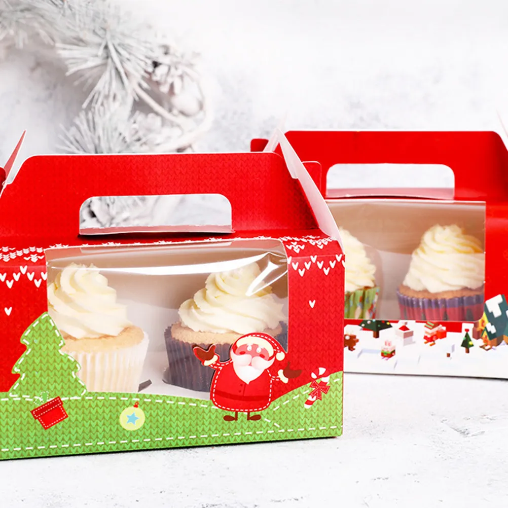 20Pcs Cupcake Boxes Eco-Friendly Paper Thick Clear Window Insert Stable Birthday Wedding Xmas Cake Container Cupcake Box