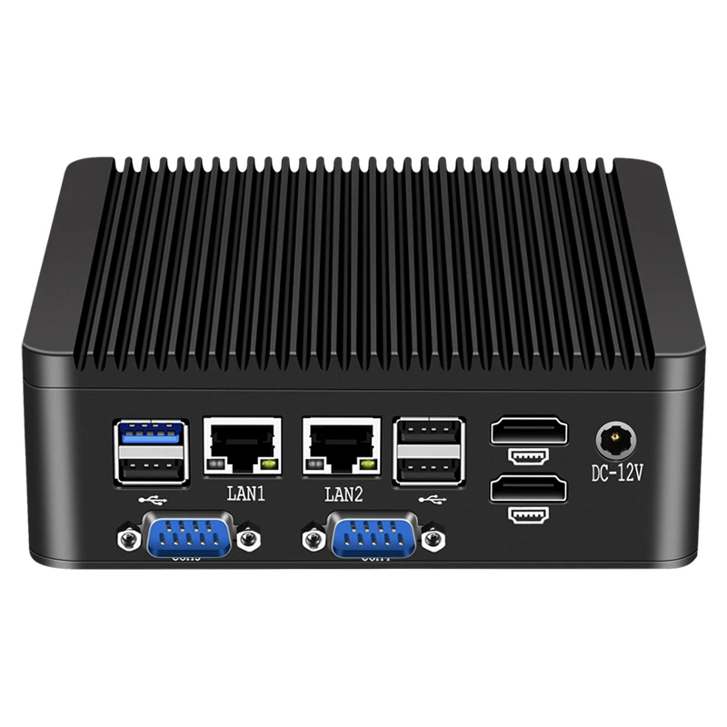 Helorpc 2LAN4COM Industrial Mini PC with Inter Celeron J4125/N4000 support WIN10 Ubuntu 8xUSB 2xHDMI WIFI 4G LTE  Computer