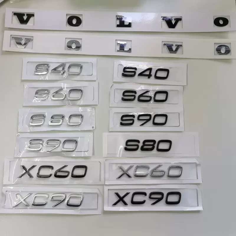 

3D Chrome ABS Car Letters For Volvo XC60 XC90 S60 S80 S60L V40 V60 T5 T6 AWD Emblem Badge Logo Sticker Trunk Accessories