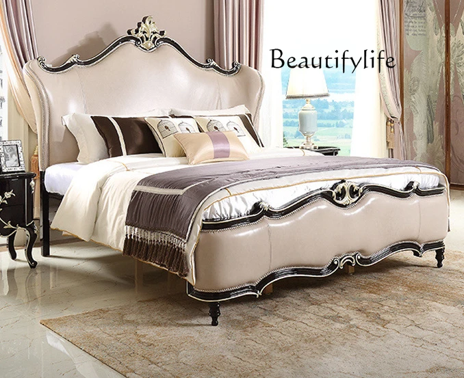 European style all solid wood bedroom luxury double bed comfortable fashion home high sense designer