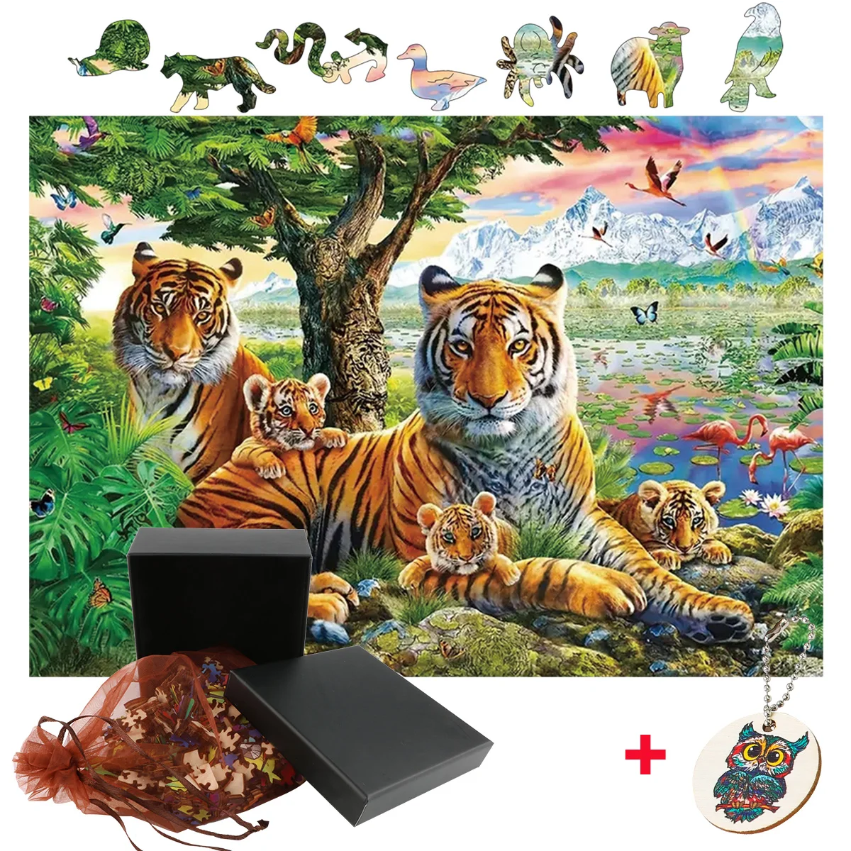 Exquisite Irregular Jungle Tiger Wooden Jigsaw Puzzles For Kids Educational Intellectual Toy Adults Charming Wood DIY Crafts