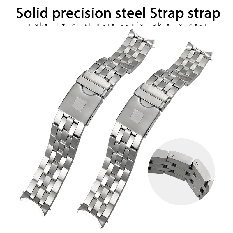 21mm 316L Stainless Steel Watchband Fit for Tissot T120407 Silver Black Men's Diving Waterproofing Curved Watch Strap Gift Tools