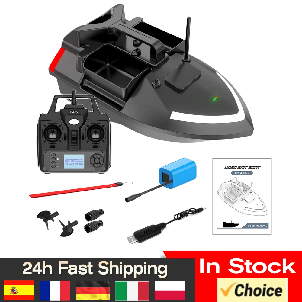 V020 GPS Fishing Bait Boat 500m Remote Control Bait Boat Dual Motor Fish Finder Support Automatic Cruise/Return/Route Correction