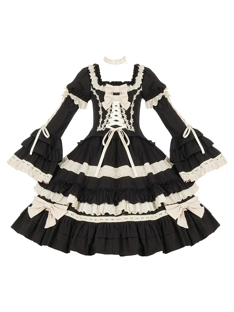 Japanese Sweet Lolita Op Dress Women Elegant Gothic Short Sleeve Princess Party Dresses Victorian Girly Harajuku Kawaii Party