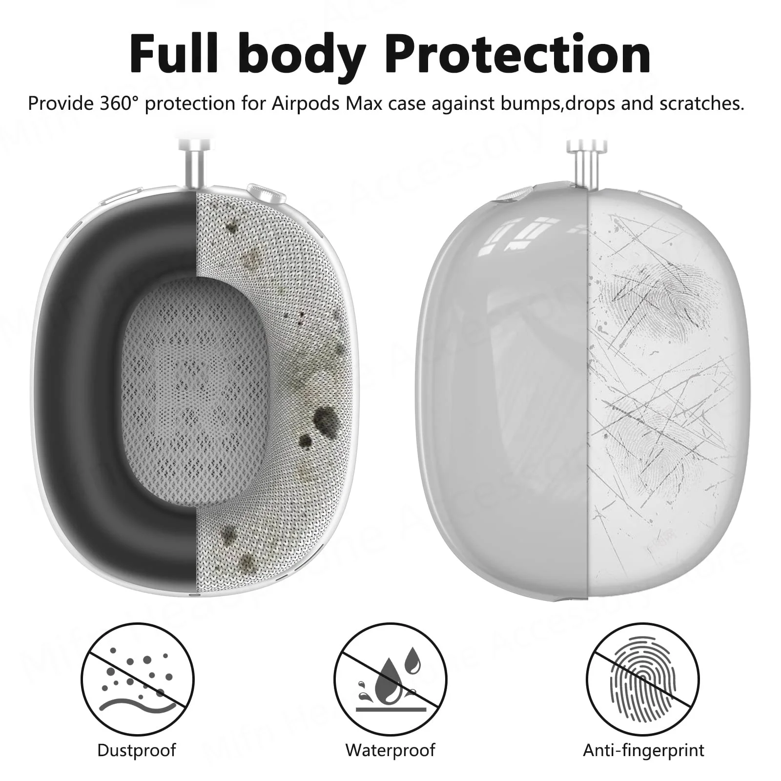 Luxury protective case for apple airpods max 2024 USB C Transparent Funda wireless Headphone Protective Cover for Air Pods Max 2