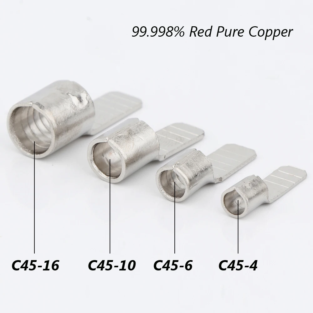 6 uds chapado en rodio C45-4 C45-6 C45-10 C45-16 inserto cuadrado DZ47 Pin abierto en forma de cobre junta de soldadura nariz extremo prensado en frío