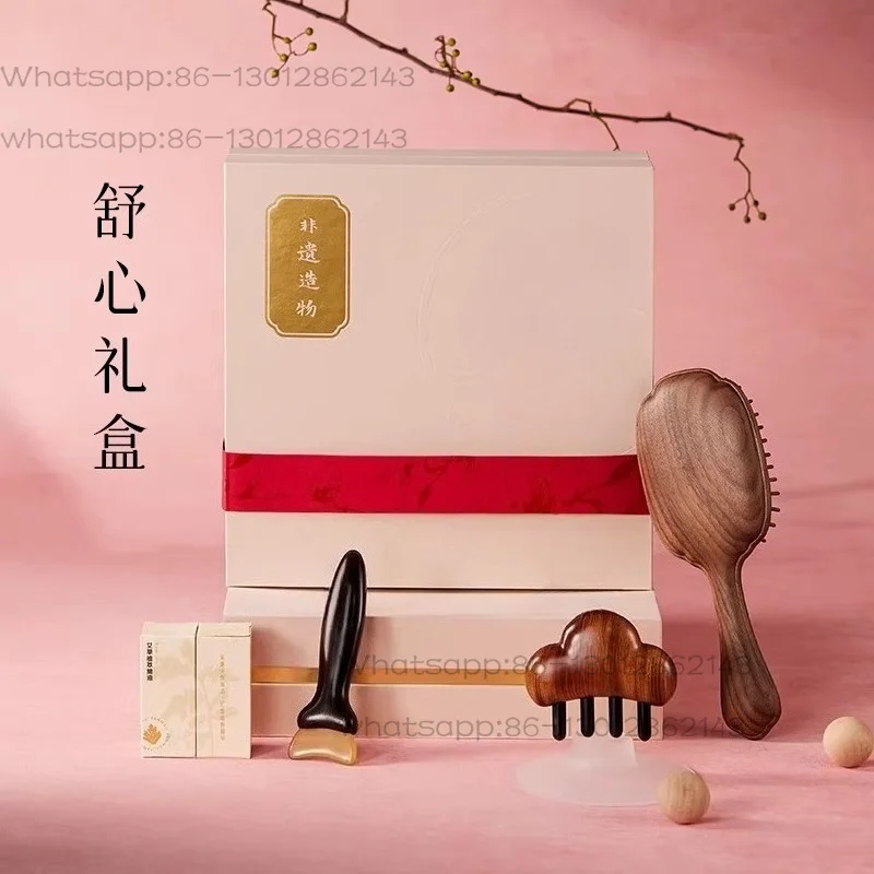Suitable for Natural Sandalwood Health Comb Gift Box Massage Comb Set Gift
