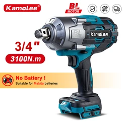 Kamolee 3100NM Brushless Electric Wrench 3/4 inch Cordless Impact Wrench Handheld Power Tool For Makita 18v Battery