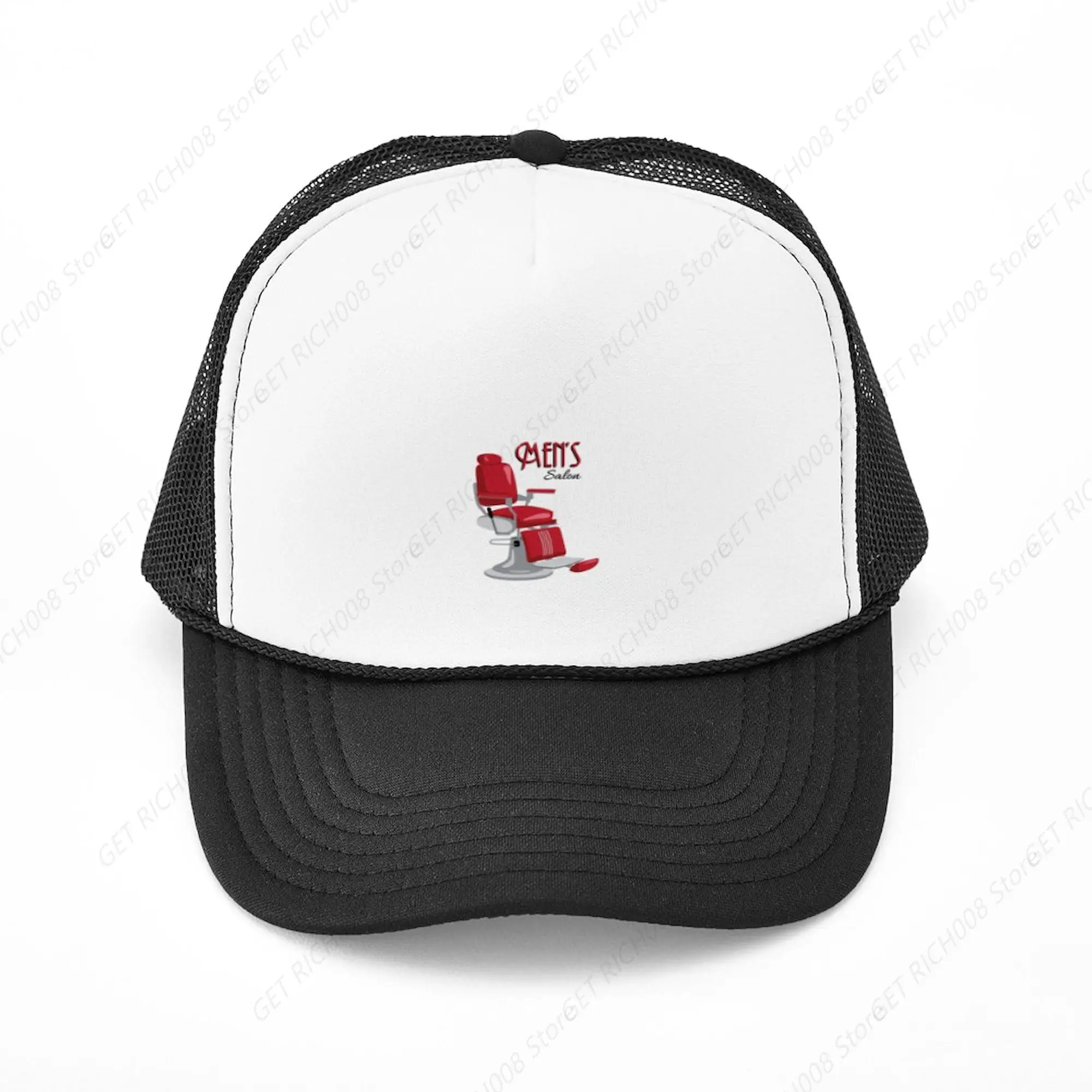 

Mens Salon Snapback Trucker Hat Black/White Mesh Trucker Hat For Men Women Print Hip Hop Breathable Hats One Size
