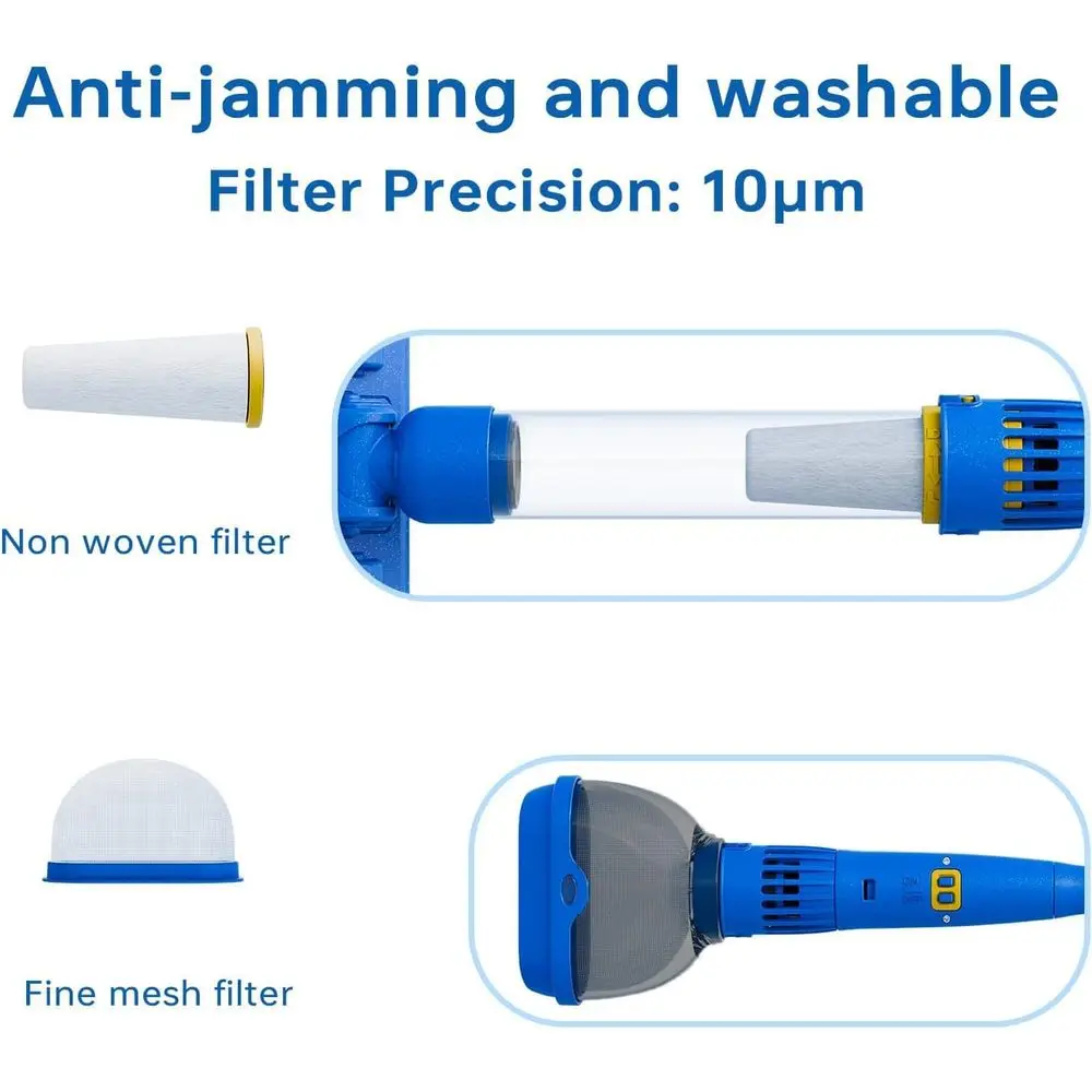 Rechargeable Cordless Pool Vacuum Cleaner with Powerful Suction for Above Ground Pools, Spas, Hot Tubs, and Ponds - 60 Minutes R