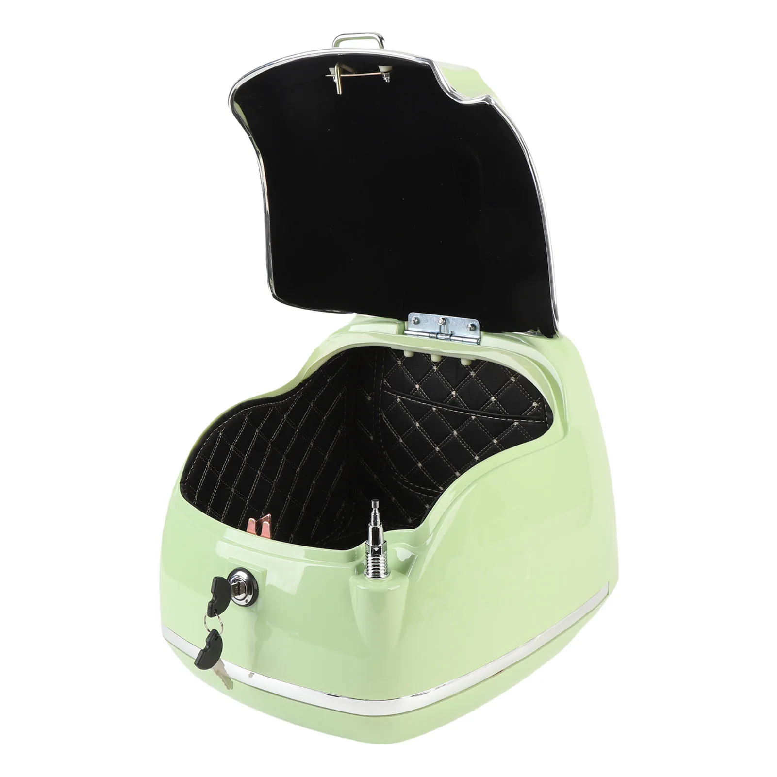 38L Motorcycle Top Box - Waterproofing Universal Fit with Key Lock Base Plate Luggage Trunk Tail Storage Carrier Case Green