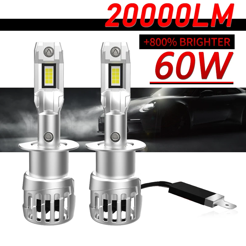 2 قطعة H1 سيارة LED مصابيح المصباح 60 واط صغير 20000LM 6000 كيلو Canbus لا خطأ السوبر مشرق عالية منخفضة شعاع أضواء الضباب 12 فولت ​ التوصيل والتشغيل