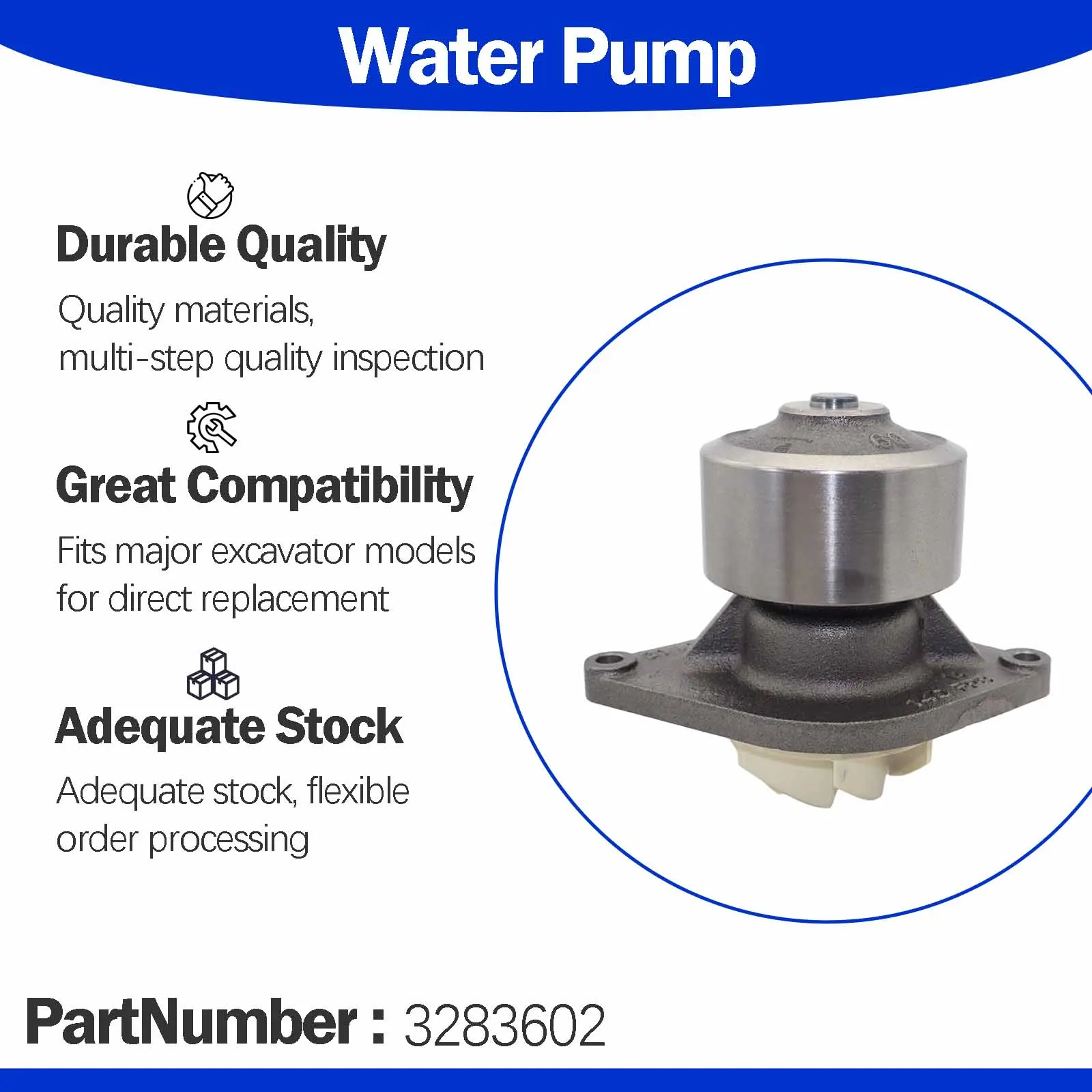 Water Pump 3960342 For Komatsu 6D107E