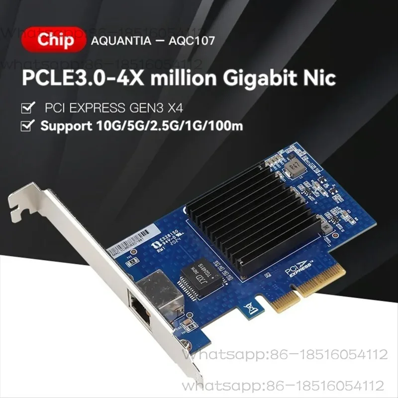 A51I PCIE 3.0 4X 10G Network Card AQC107 Server NIC Compatible with X8/X16 for Linux Win10/11 System