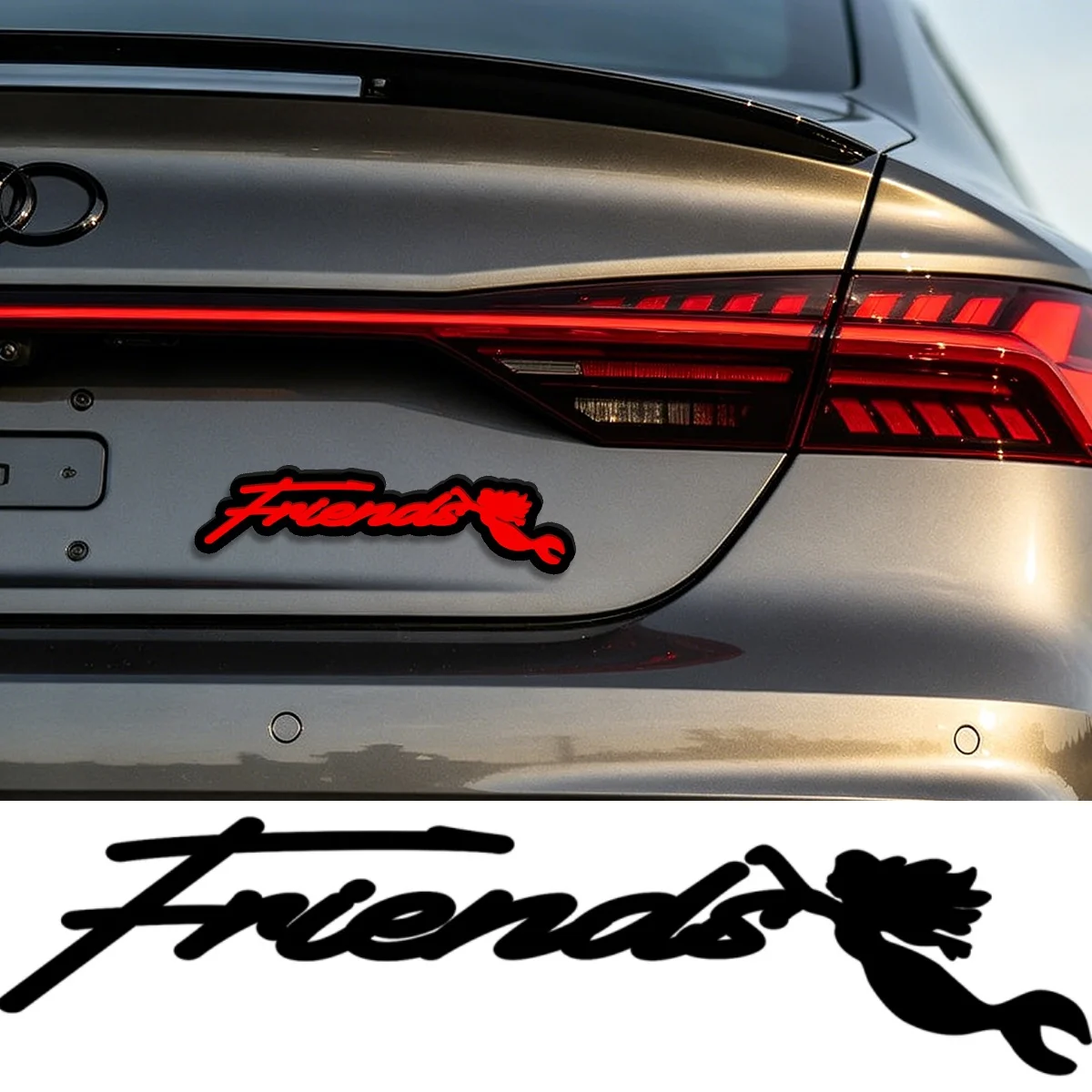 Custom Font with Mermaid Accent Simple  Acrylic Auto Logo Car Sticker Acrylic Badge Emblem Tail Decal Car Decoration Accessories