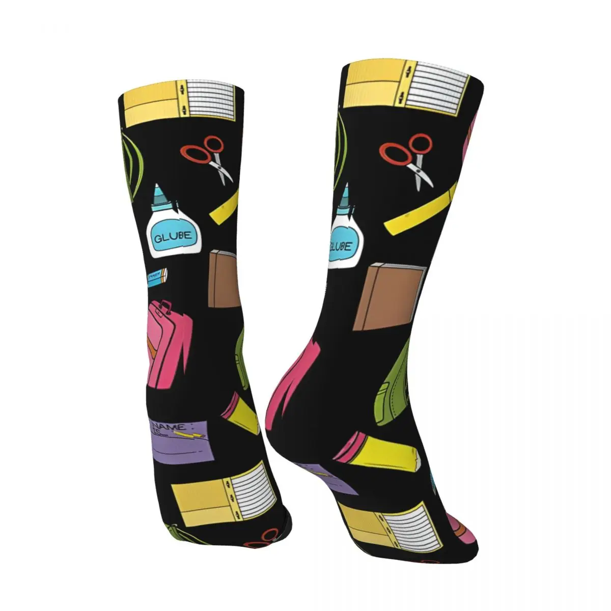 Retro School Supply Pattern Men's compression Socks Unisex Harajuku Pattern Printed Novelty Crew Sock