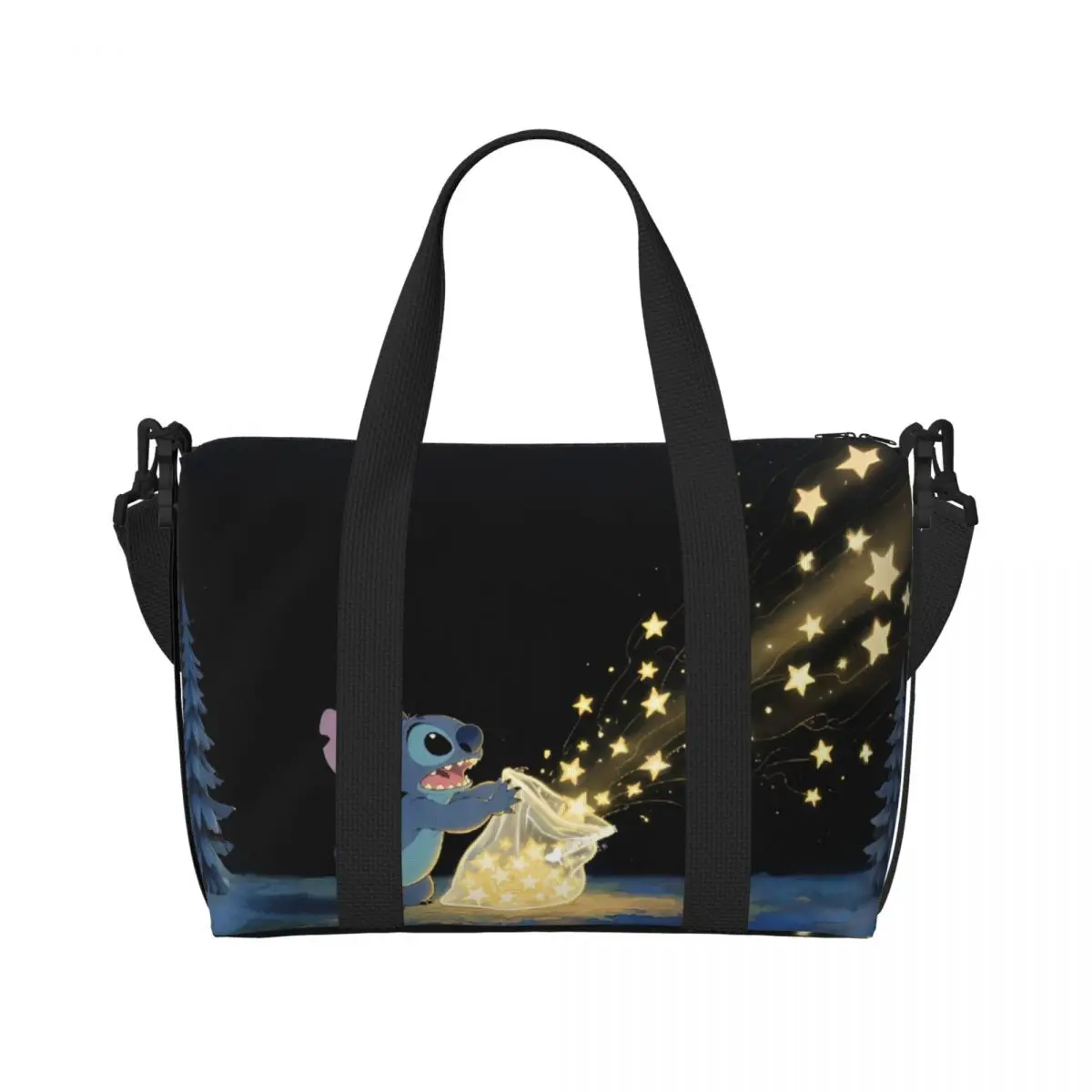 

Women Stitchs Kawaill Alien Hand Bags Waterproof Tote Bag HandBag with Zipper for Gym Grocery Travel
