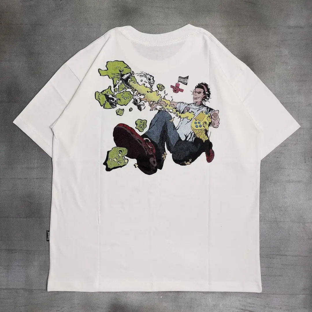 

2024 Summer New Printed Oversized O-Neck Cotton Daily T-Shirts Classic Casual Simple Retro Tops Harajuku Loose Short-Sleeve