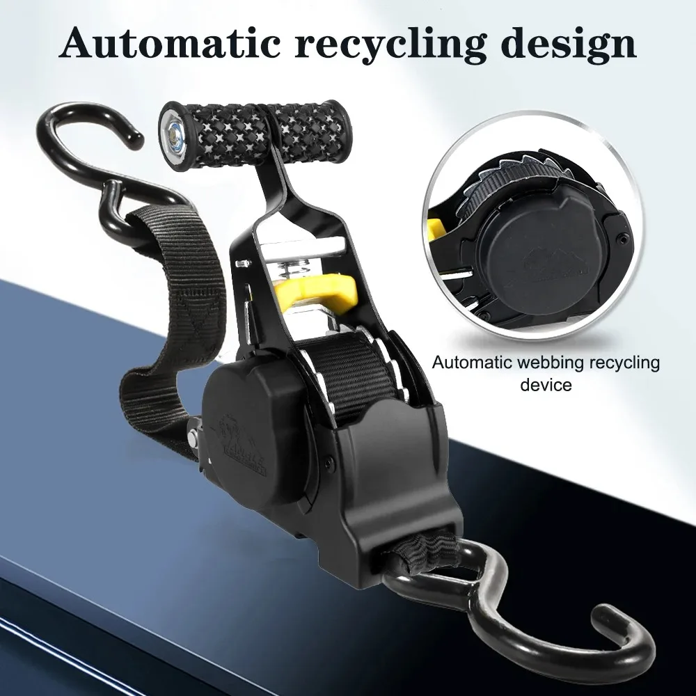 Automatic Retractable Tensioner - Luggage Securing Straps for Motorcycles, Cars, Off - Road Vehicles, Road Trips & Camping