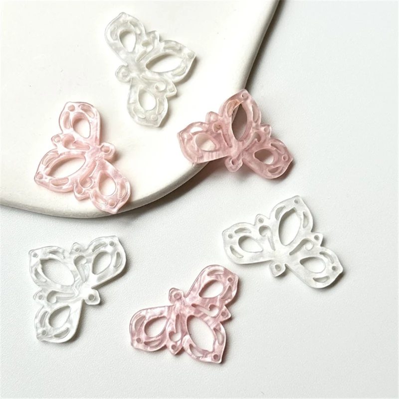 10Pcs/lot New Acetic Acid 30MM Hollow Flower Petal Leaves Charm Connectors Diy Ornament Earrings Hair Jewelry Making Accessories