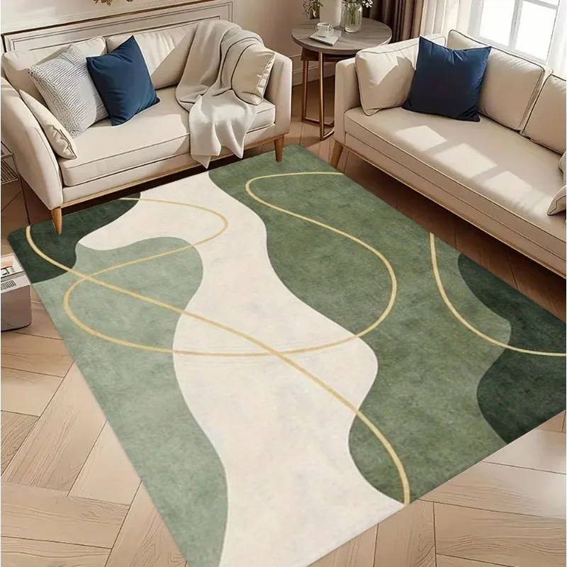 

Коврик Sage Green Cream с волнистым узором, золотой акцент, идеально подходит для гостиной, ванной комнаты, моющийся ковер, коврик, домашний декор