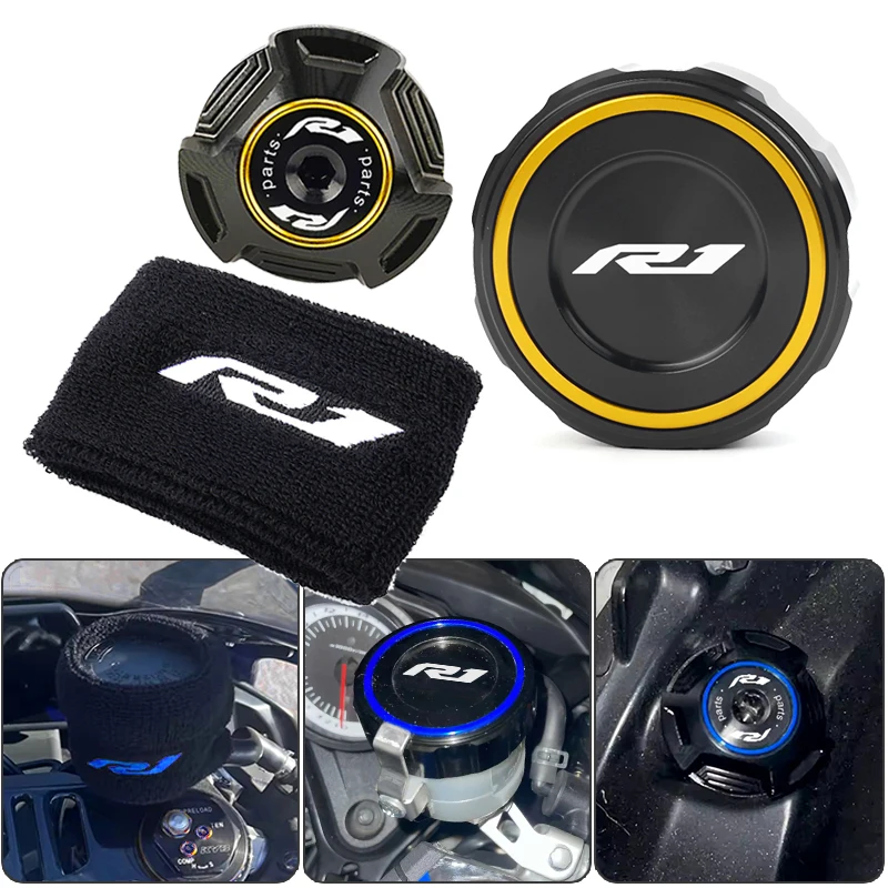 

For YAMAHA R1 YZF-R1 R1M YZF-R1M 2004 2005 2006 2007-2024 Motorcycle Accessories Brake Fluid Reservoir Cover Sock Oil Filler Cap