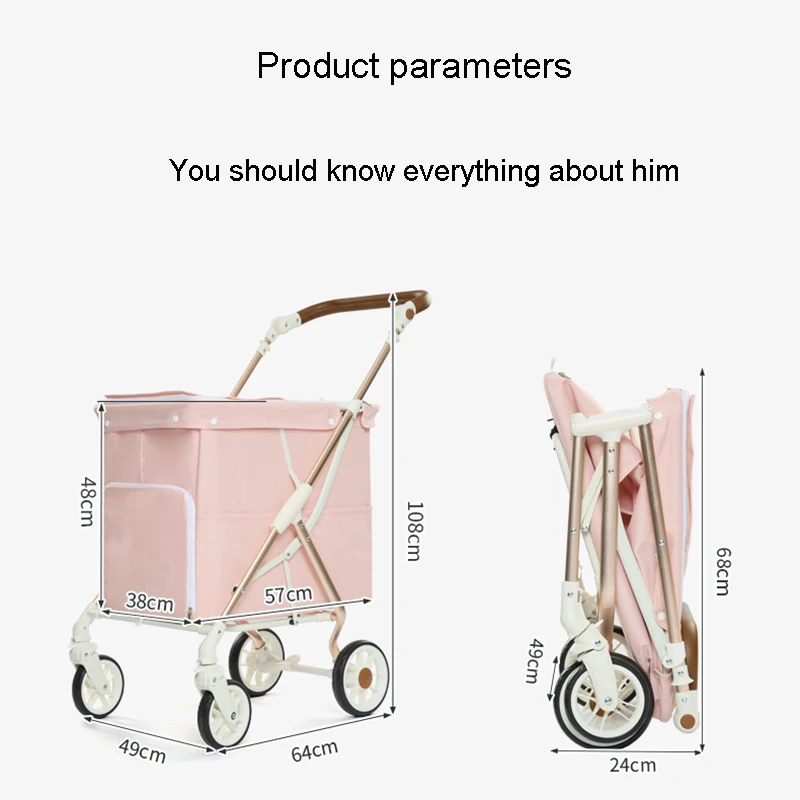 Hello Baby Medium And Large Pet Stroller Within 20Kg Pet Large Space Travel Trolley Multifunctional Pet Stroller