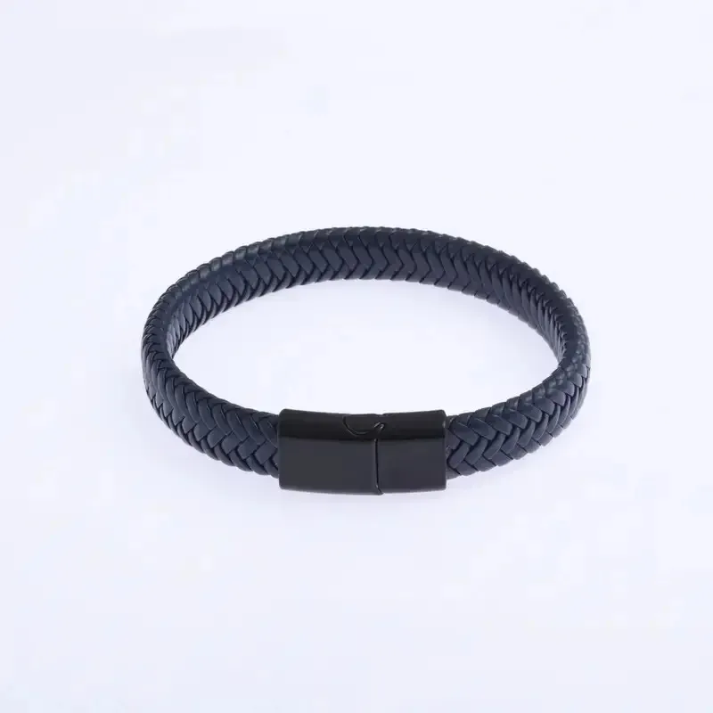 Black PU Leather Magnetic Bracelet Men's Mature and Stable and Elegant Giving Men The Best Gift for Men