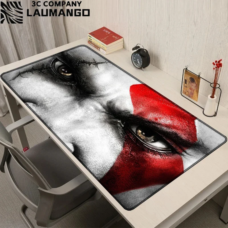 Alas Mouse God of War untuk Laptop Gaming, Alas Mouse Kartun Ukuran Besar, Alas Mouse Gamer Anime, Alas Keyboard, Aksesoris Meja, Alas Meja