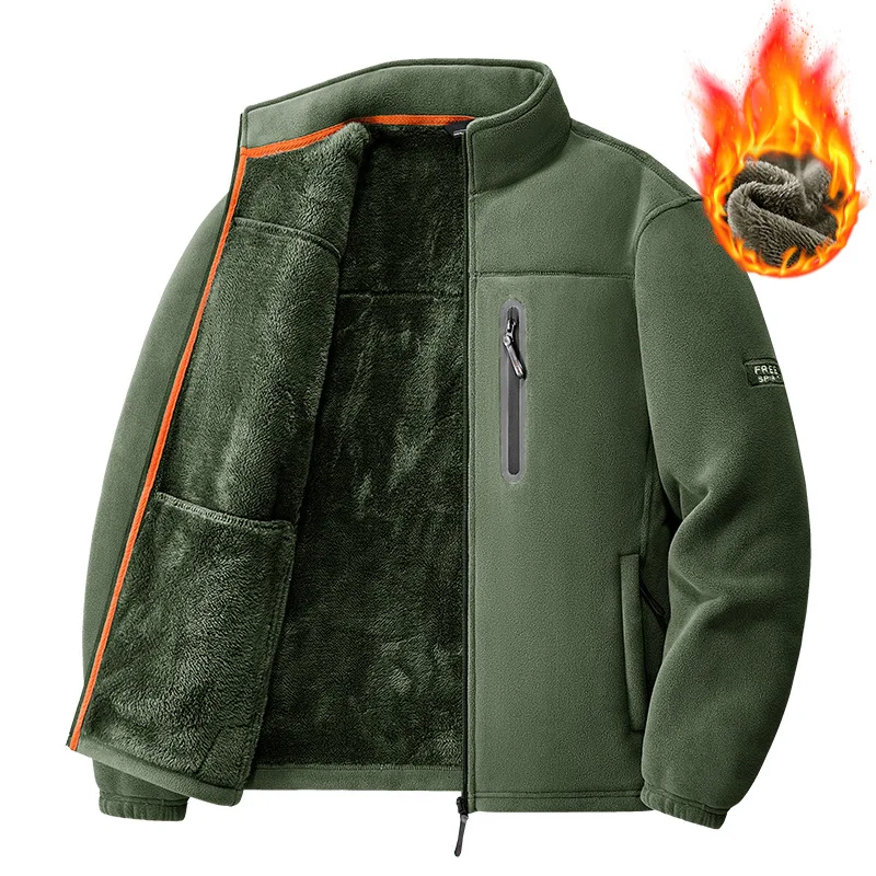 Men's Outdoor Fleece Jacket Autumn Winter Thickened Polar Fleece with Added Insulation New Season Warm Casual Coat