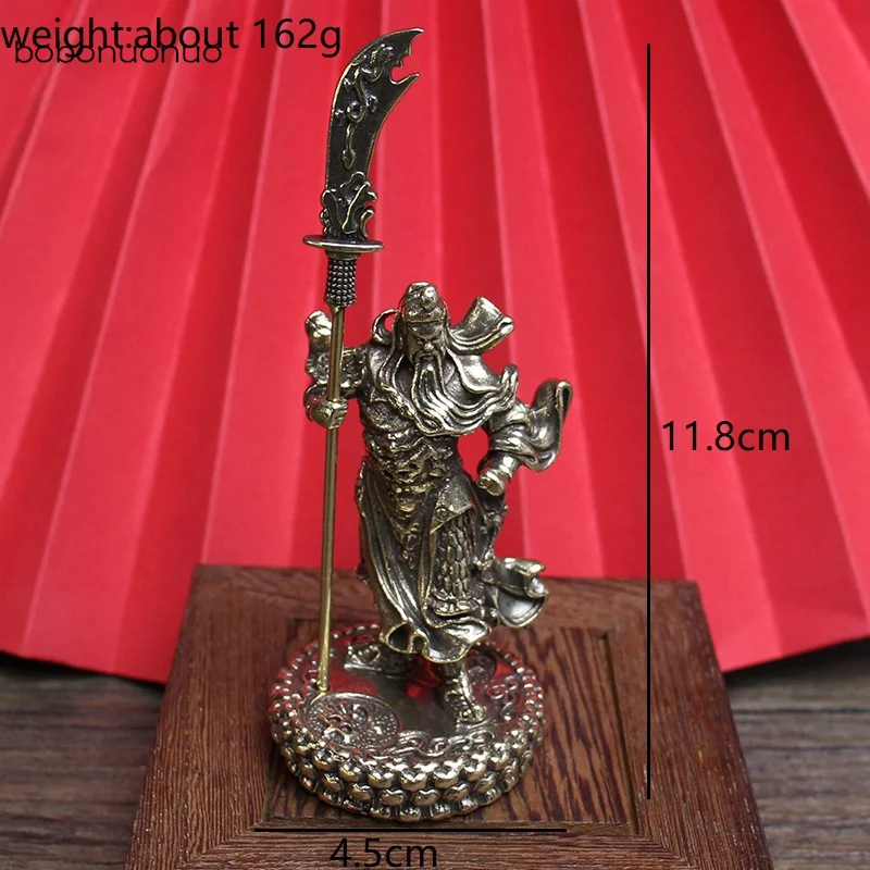 Antique Brass Chinese FengShui Guan Gong Statue God Of War Vintage Sculpture Home Decoration Feng Shui Ornament Desk Decor Craft