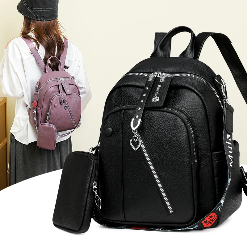 

Women's Pu Multi-Purpose Large-Capacity Backpack with Detachable Small Bag for Commuting and Travel