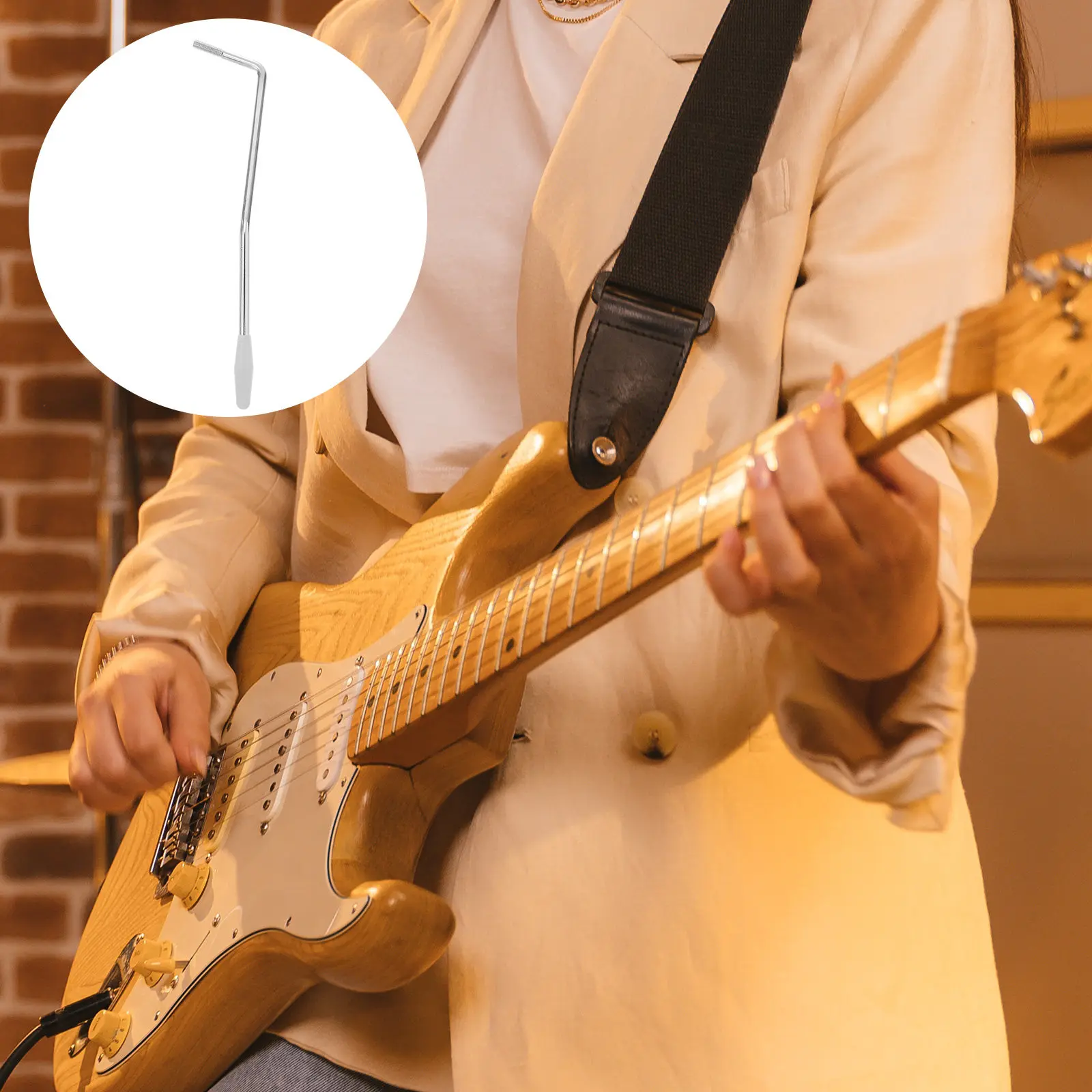 

Guitar Tremolo Stick 5.0mm Diameter Whammy Arm with White Rocker Cover for Electric Guitar Metal Durability Tone Adjustment Tool