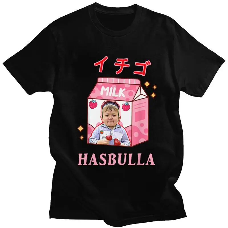 Custom Mens Funny Hasbulla Hasbullah Strawberry Smile T Shirt Short Sleeve Cotton  T-shirt Casual Tee Slim Fit Clothes