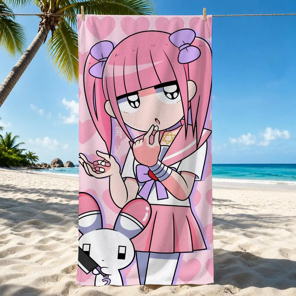 Cartoon Menhera C-Chan Kawaii Pink Girl Towel Beach Towel Quick Dry Absorbent Bath Towel For Swimming Gym Outdoor Sunbathing