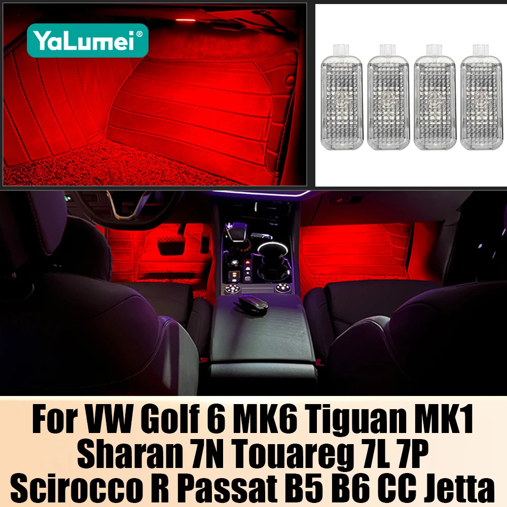 

For Volkswagen VW Golf 6 MK6 Tiguan MK1 Scirocco R Sharan 7N Touareg 7L 7P Passat B5 B6 CC Jetta Car Footwell Lights Accessories