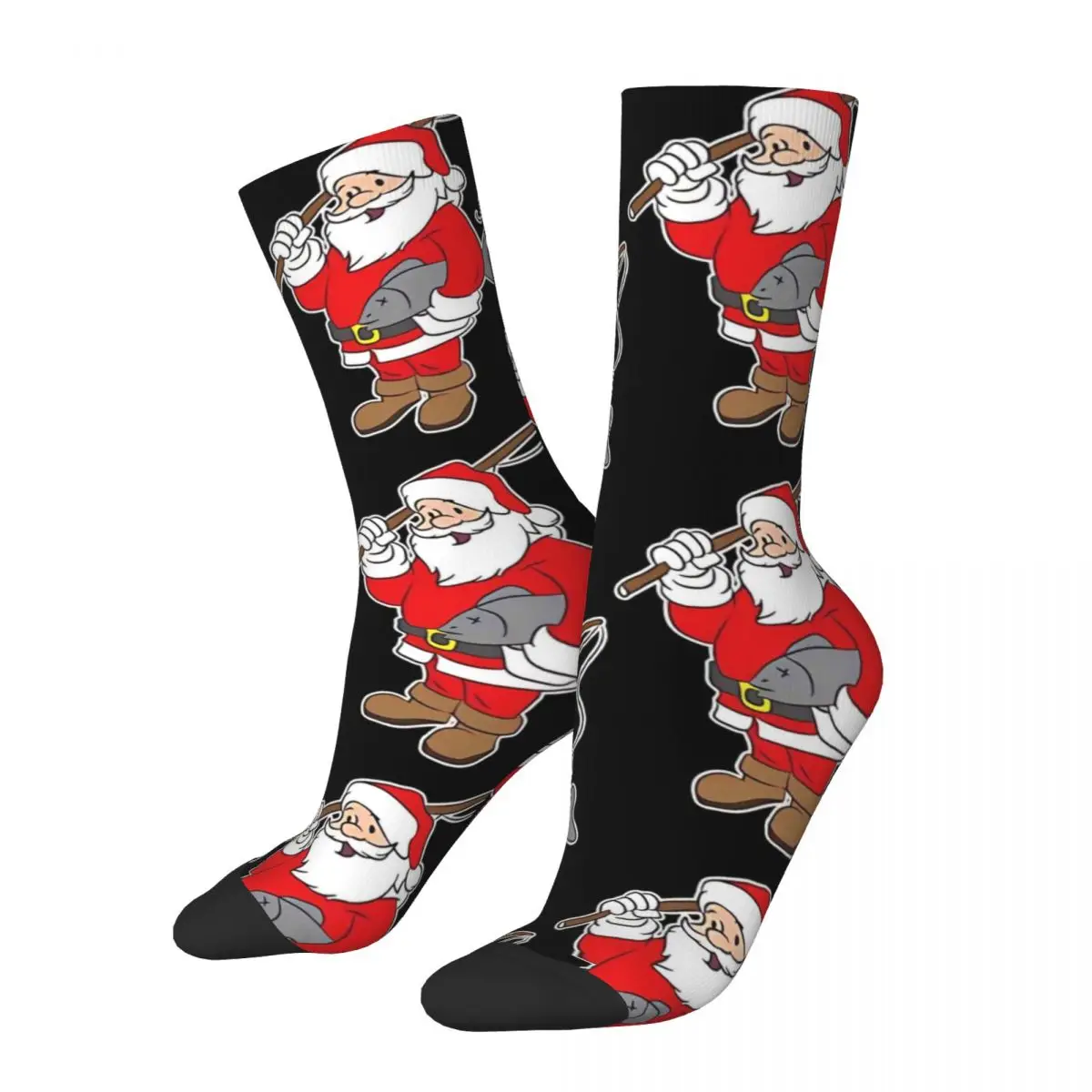 Fisherman Fishing Christmas Xmas Santa Fishing Men Women Socks Cycling Novelty Spring Summer Autumn Winter Stockings Gift