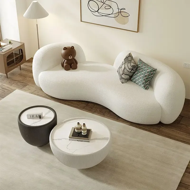 special-shaped lamb wool, pea fabric sofa designer Internet celebrity living room small apartment, beauty salon reception