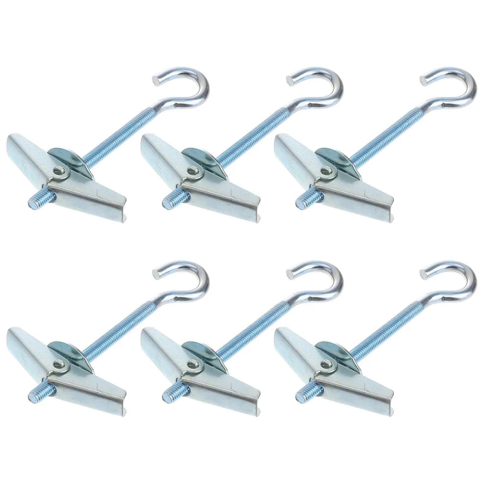 6Pcs M5 Plasterboard Ceiling Hook Heavy Duty Toggle Wings 10Kg Load Capacity for Hollow Wall Mounting Shelf Curtain Rod Hall