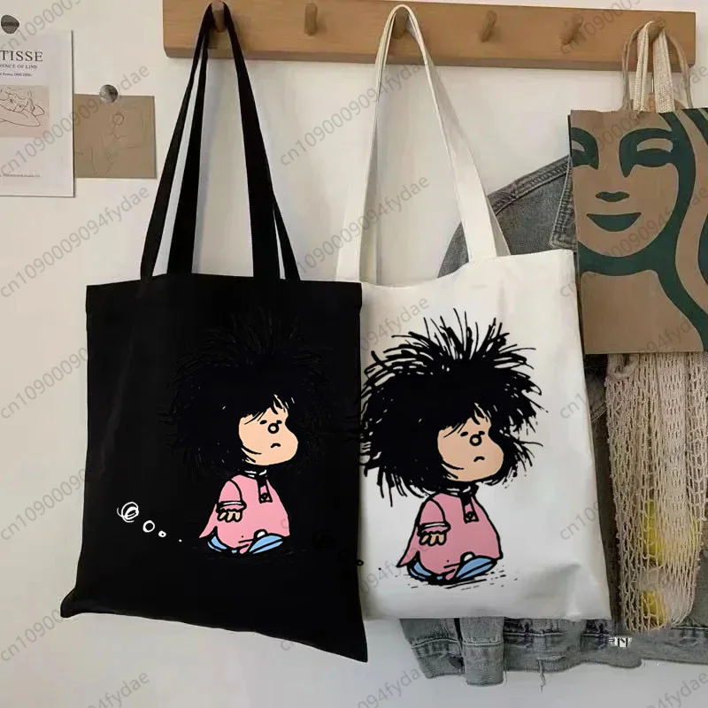 Mafalda Cute Kawaii Bag for Women Canvas Bag Casual Large Hand Bags for Ladies Shopping Handbag Print Large Capacity Bag