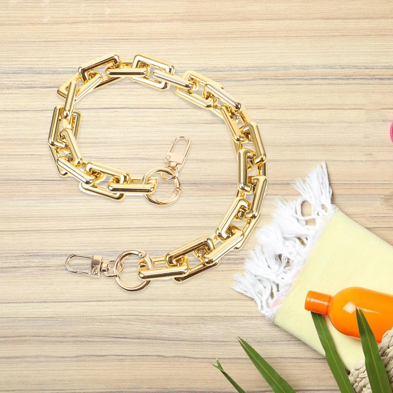 1Pcs Gold Crossbody Bag Chain Stylish Shiny Handbag Shoulder Strap for DIY Clutches Mini Handbags Women Purse Chains Replacement