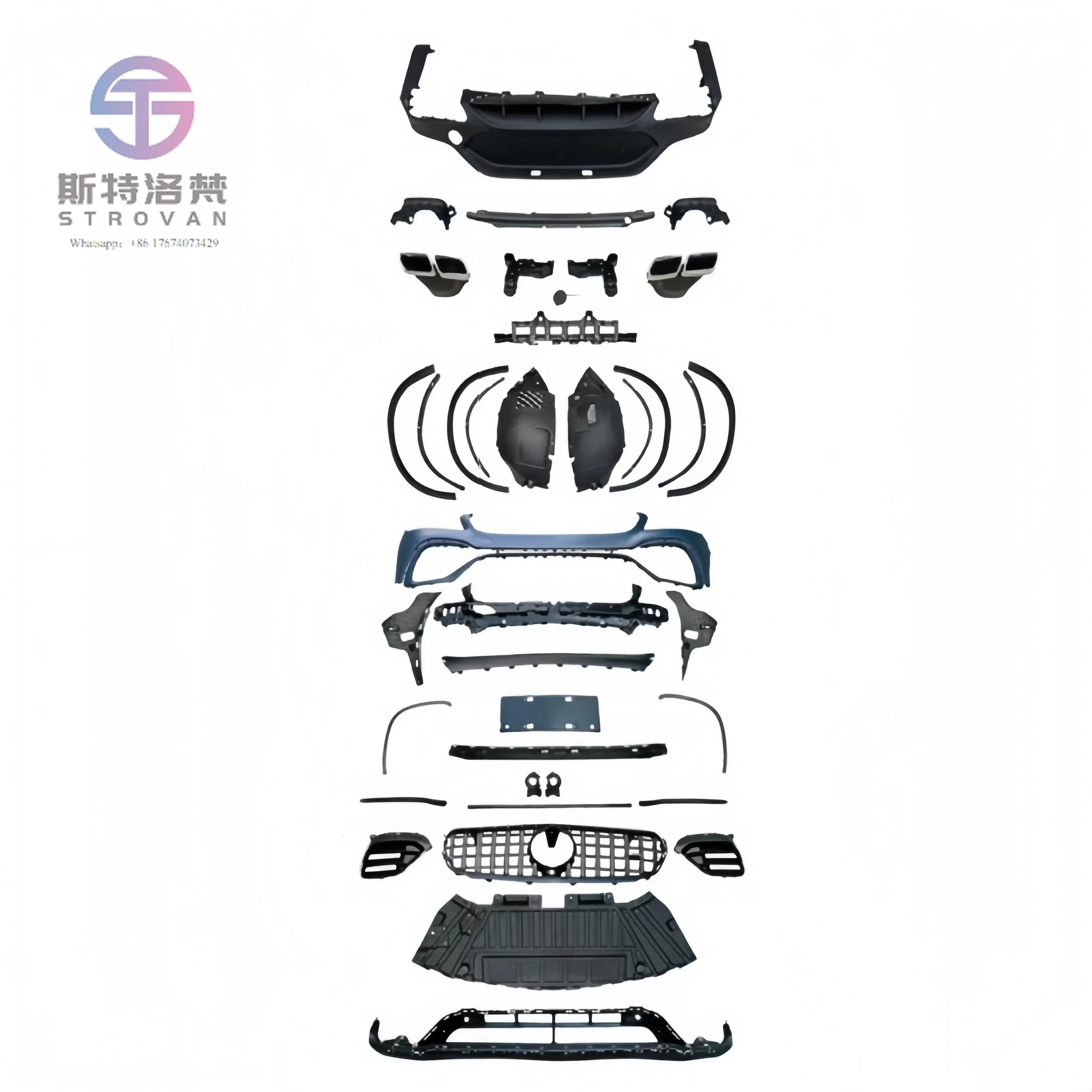 

Cc car New Upgrade Facelift Front Rear Diffuser PP Exhaust GLC63 Style Body Kit For GLC X253 C253 2015-2019