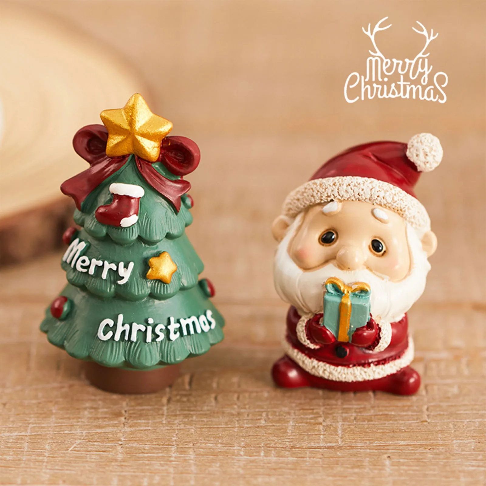 Christmas resin Doll ornaments Decor desktop Xmas reindeer snowman elderly scene decoration home crafts navidad home decor