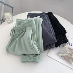 Pantalones de chándal gruesos de lana para mujer, pantalones de chándal térmicos informales, racimos verdes menta, pantalones de piernas gruesas, Joggers para mujer