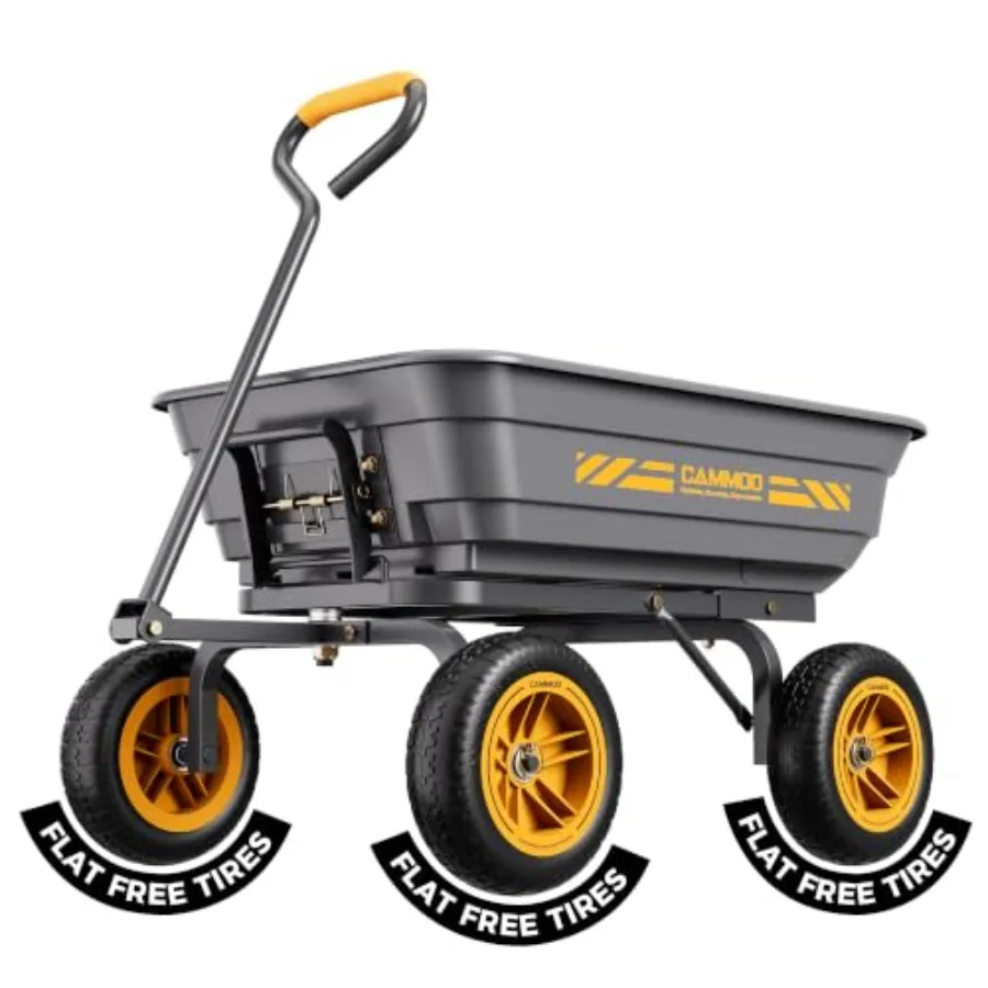 10-in NO-Flat Tires 600lb Garden Dump Cart 4 Cu.Ft. Wheelbarrow Gray